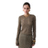 Top Donna in pizzo verde modella frontale