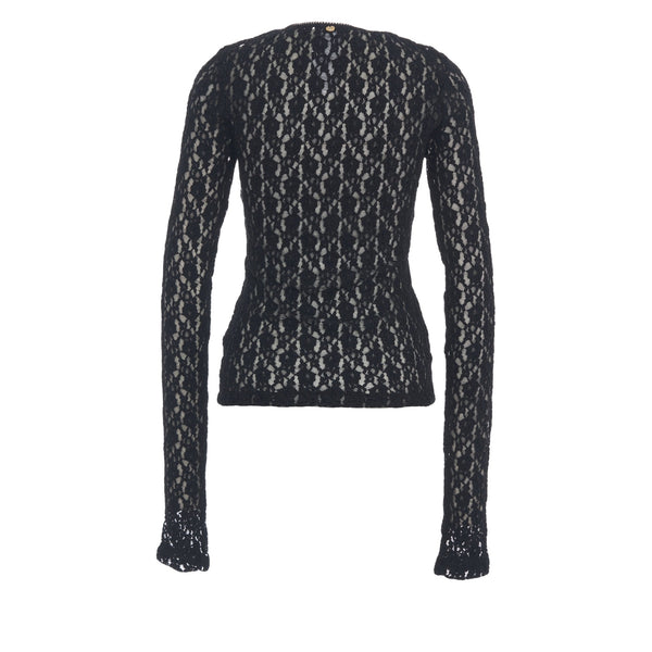 Top Donna in pizzo nero retro