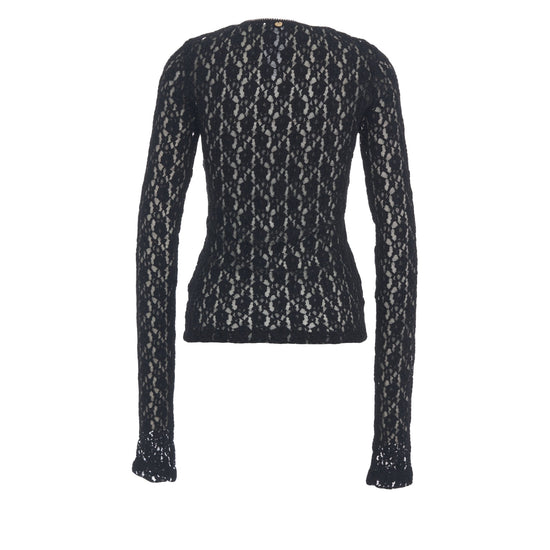 Top Donna in pizzo nero retro