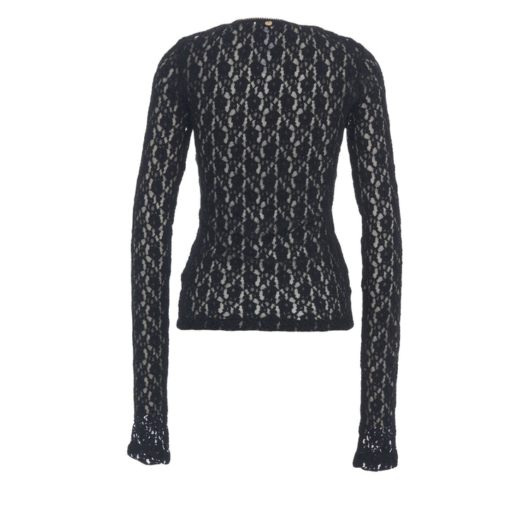 Top Donna in pizzo nero retro
