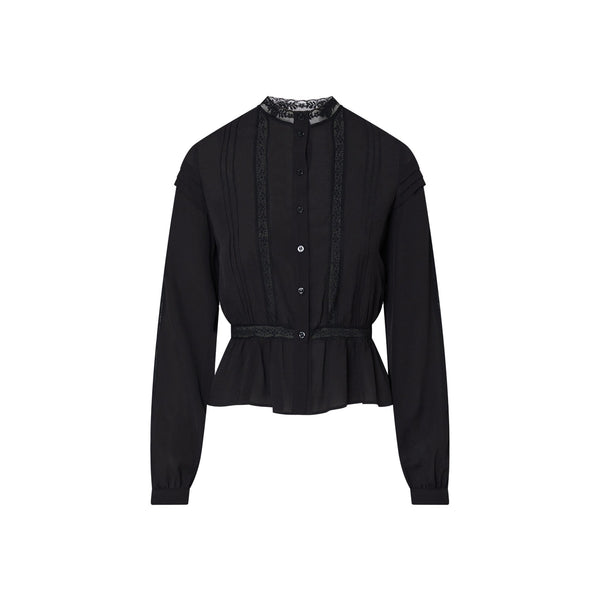 Camicia Donna co dettagli pizzo Nero