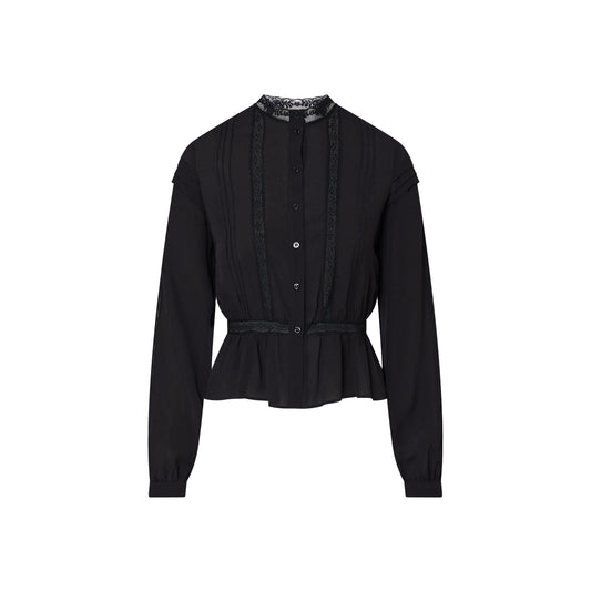 Camicia Donna co dettagli pizzo Nero
