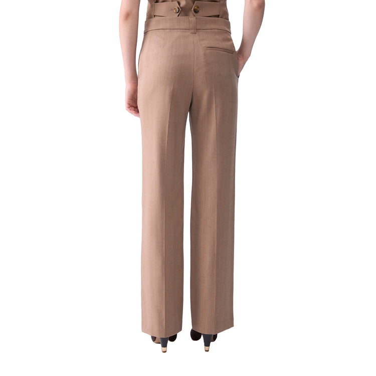 Pantalone elegante Donna a gamba straight beige, donna retro