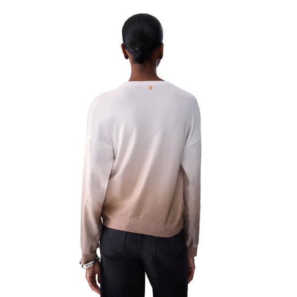 Maglia Donna con paillettes degradé beige modella retro
