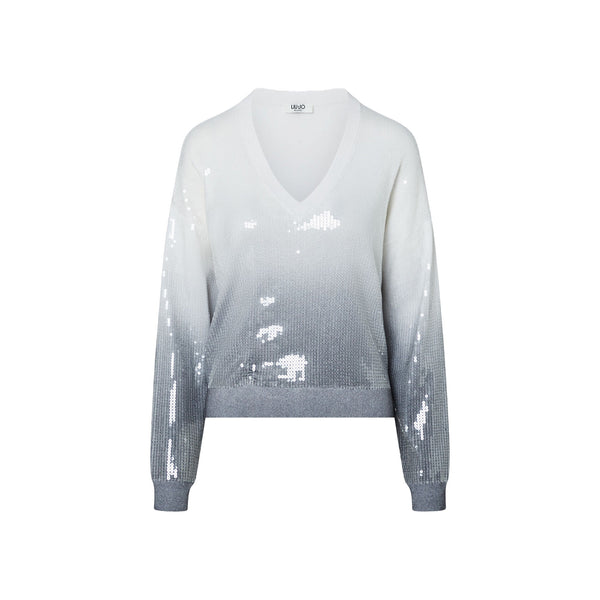 Maglia Donna con paillettes degradé grigio