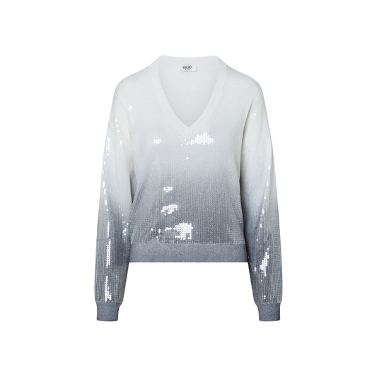Maglia Donna con paillettes degradé grigio