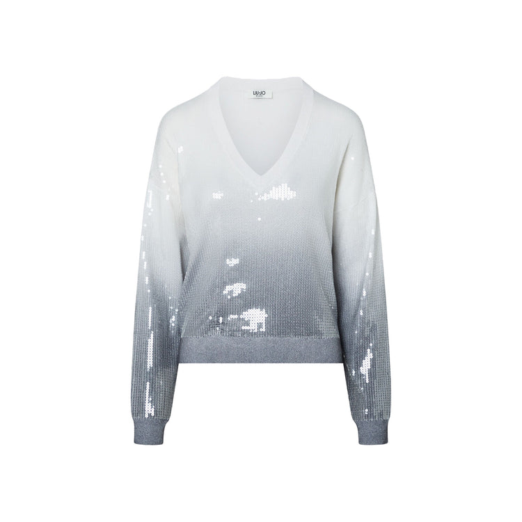 Maglia Donna con paillettes degradé grigio