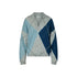 Maglione Donna con colletto polo, grigio, con decorazioni blu
