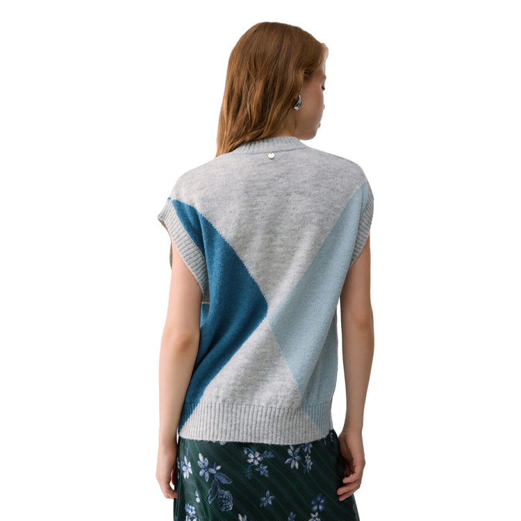Gilet Argyle con ricami gioiello modella retro