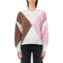 Maglione girocollo Donna a losanghe Rosa modella frontale