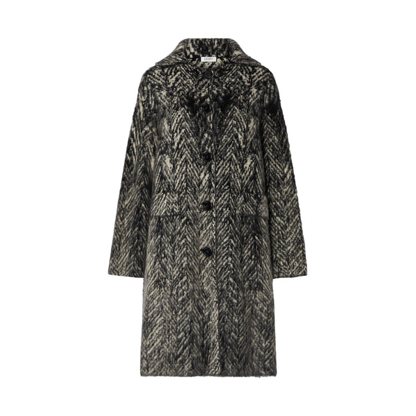 Cappotto jacquard Donna in maglia spazzolata grigio