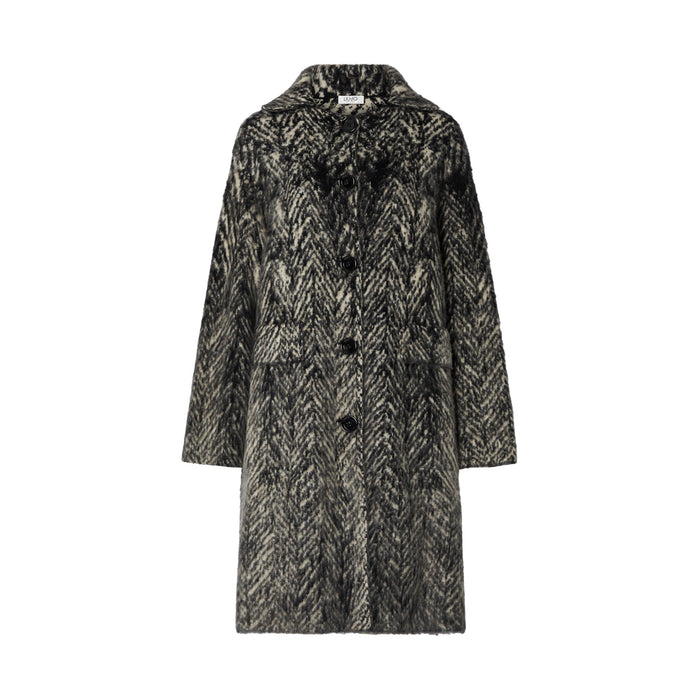 Cappotto jacquard Donna in maglia spazzolata grigio