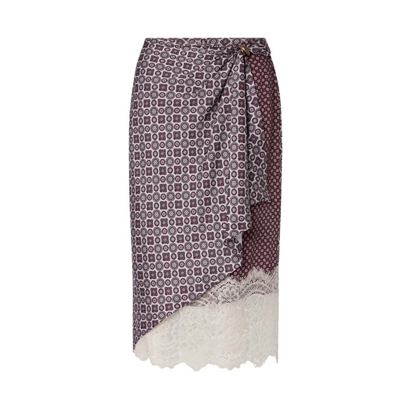 Gonna longuette Donna con pizzo e nodo laterale