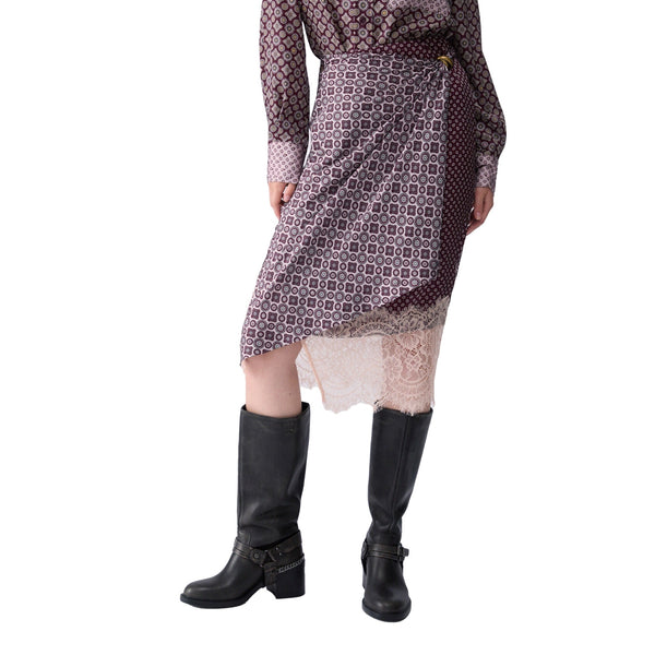 Gonna longuette Donna con pizzo modella frontale