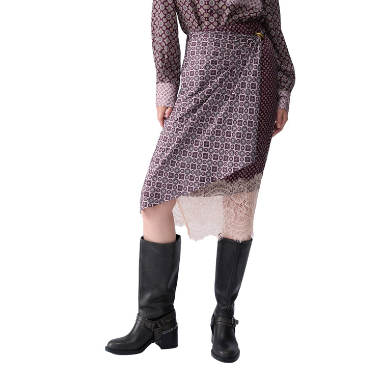 Gonna longuette Donna con pizzo modella frontale