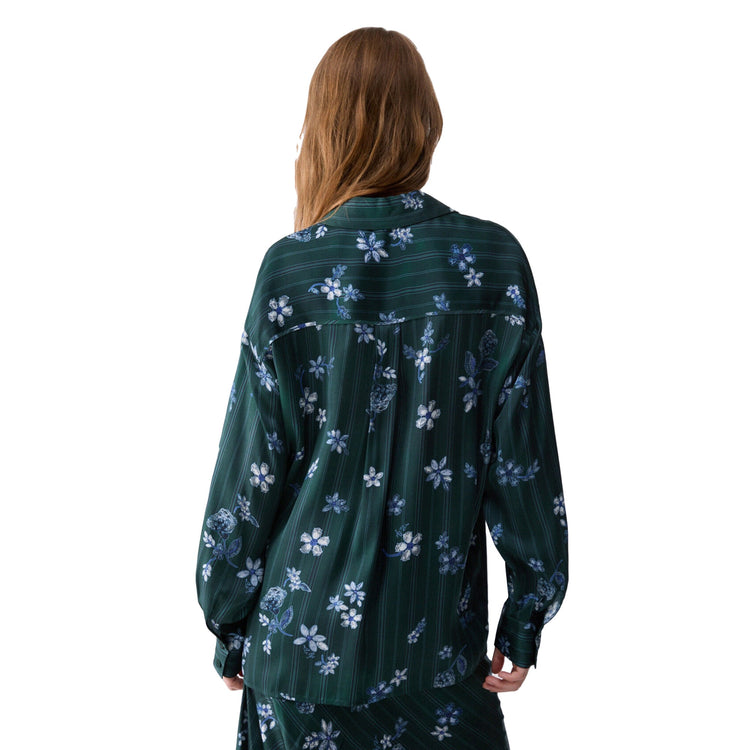 Camicia Donna con motivo floreale Verde modella retro