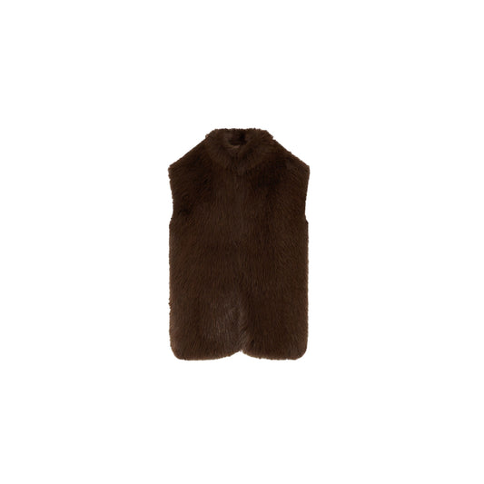 Gilet Donna in pelliccia sintetica marrone