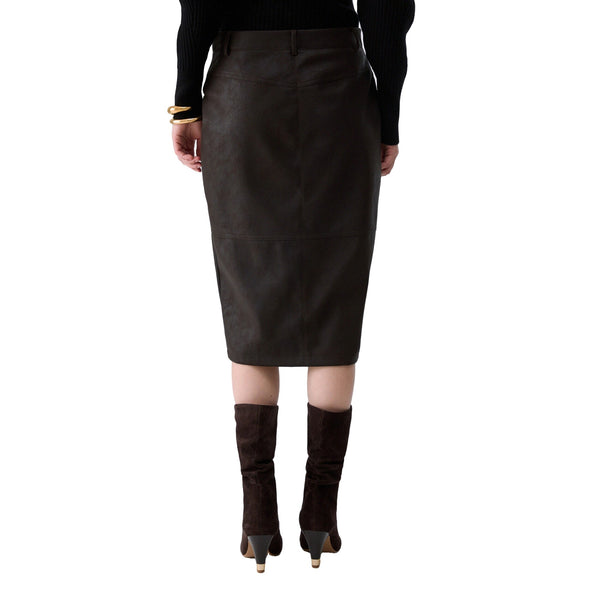 Gonna midi Donna in tessuto spalmato modella retro