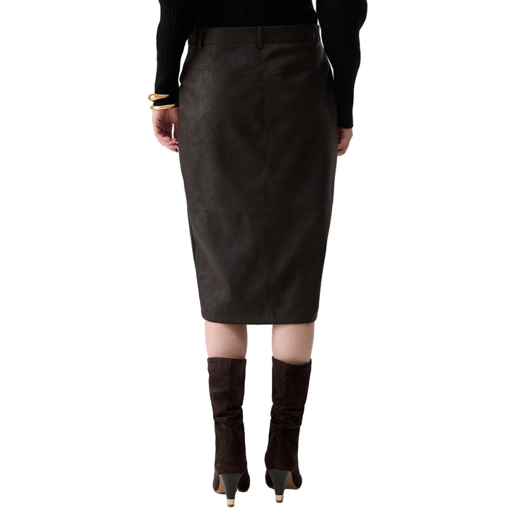 Gonna midi Donna in tessuto spalmato modella retro