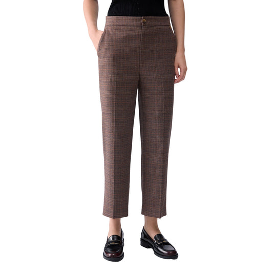 Pantalone Donna a sigaretta con inserto elastico modella frontale
