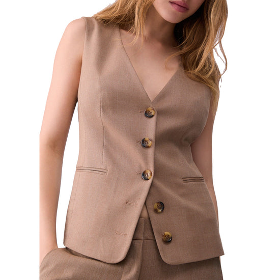 Gilet Donna con alamari posteriori Beige dettaglio