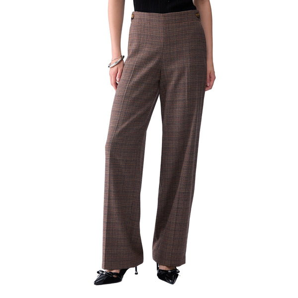 Pantalone Donna straight tartan classico modella frontale