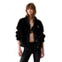Giaccone Donna teddy nero con spilla modella frontale