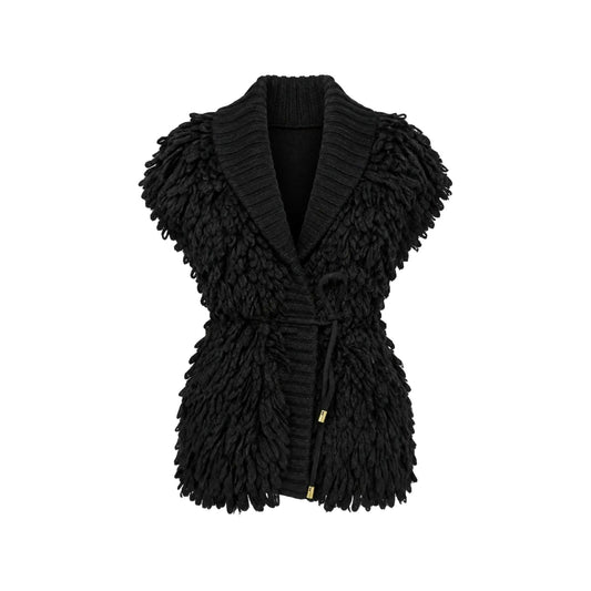 Cardigan Donna con laccio in vita Nero