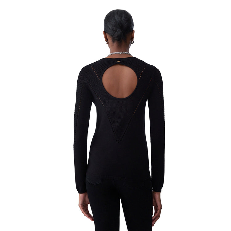 Maglia Donna aderente, cut-out, con scollatura girocollo