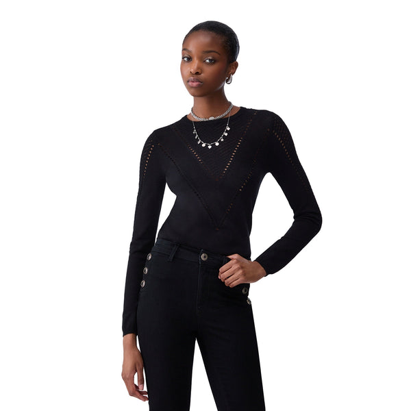 Maglia Donna aderente, cut-out, con scollatura girocollo