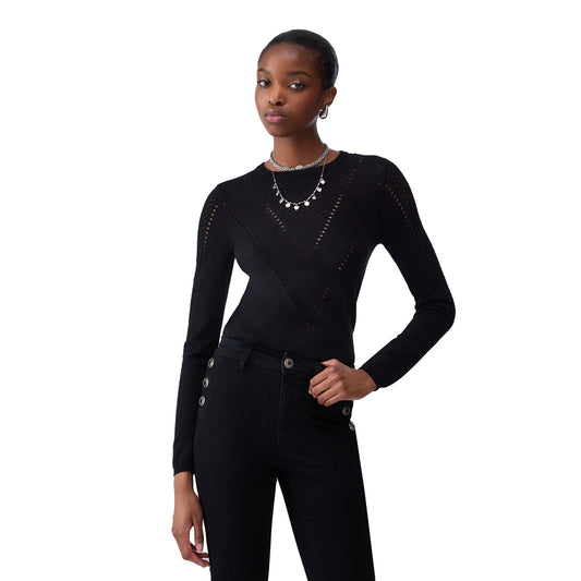 Maglia Donna aderente, cut-out, con scollatura girocollo