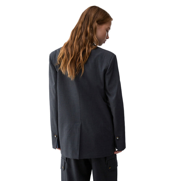 Blazer Donna in flanella grigio modella retro