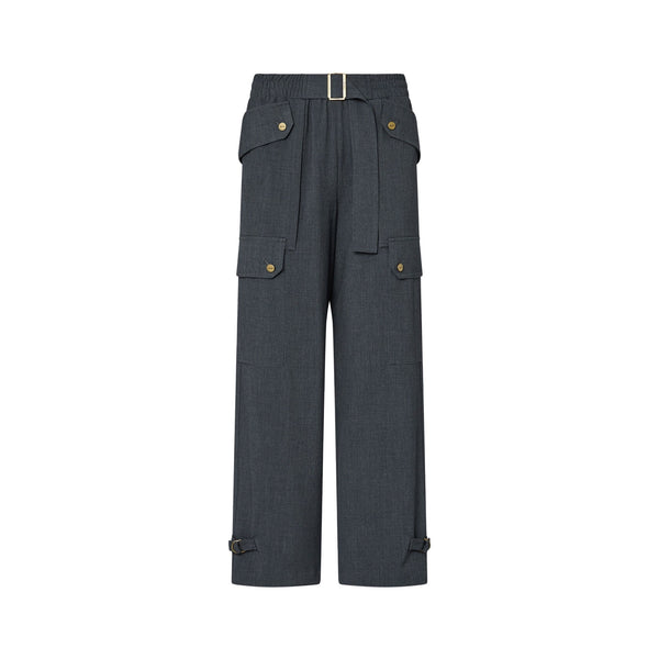 Pantalone cargo Donna in flanella grigio