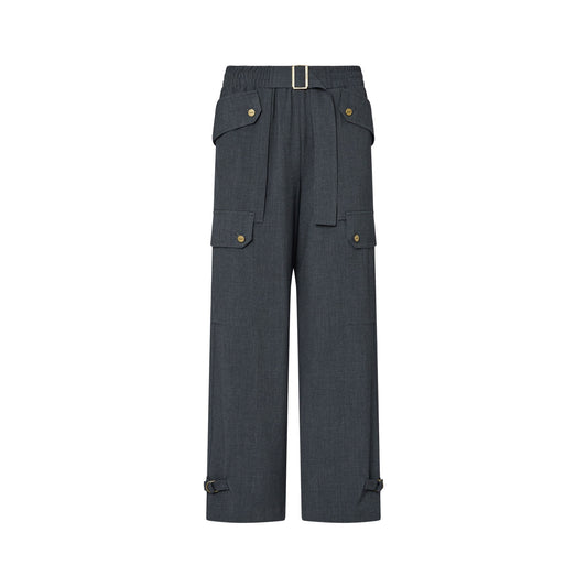 Pantalone cargo Donna in flanella grigio