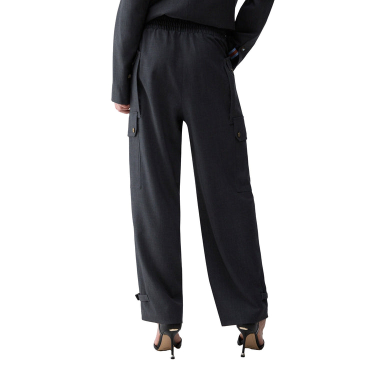 Pantalone cargo Donna in flanella grigio modella retro