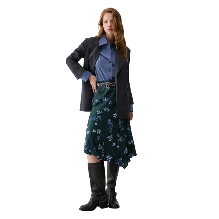 Camicia check Donna con cravatta modella intera frontale
