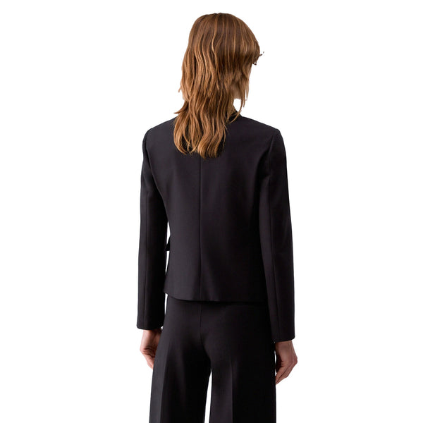 Giacca Slim Donna con bottoni decorativi Nero, modella retro