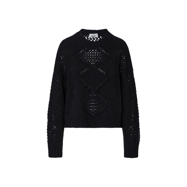 Maglione nero Donna con lavorazione traforata