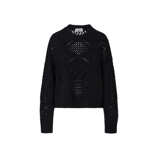 Maglione nero Donna con lavorazione traforata