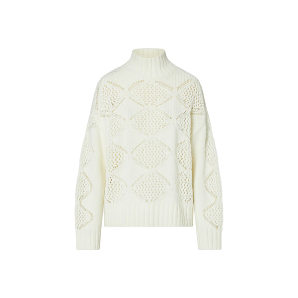 Maglione traforato Donna a collo alto Bianco