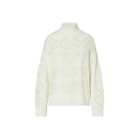 Maglione traforato Donna a collo alto Bianco
