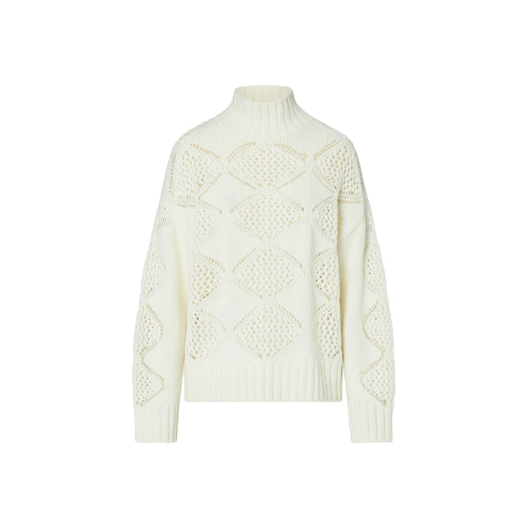 Maglione traforato Donna a collo alto Bianco