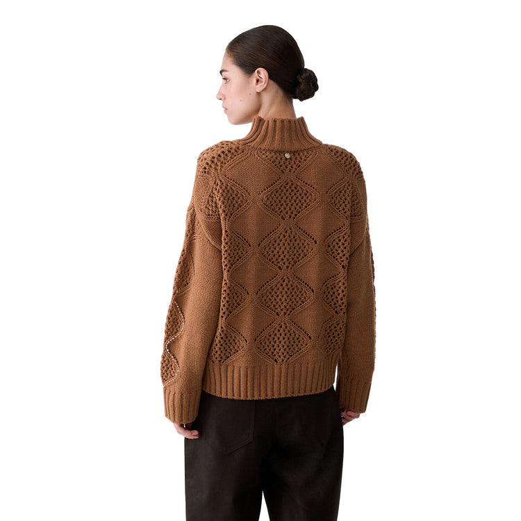 Maglione traforato Donna a collo alto modella retro