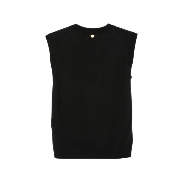 Gilet Donna Nero con motivo Argyle retro