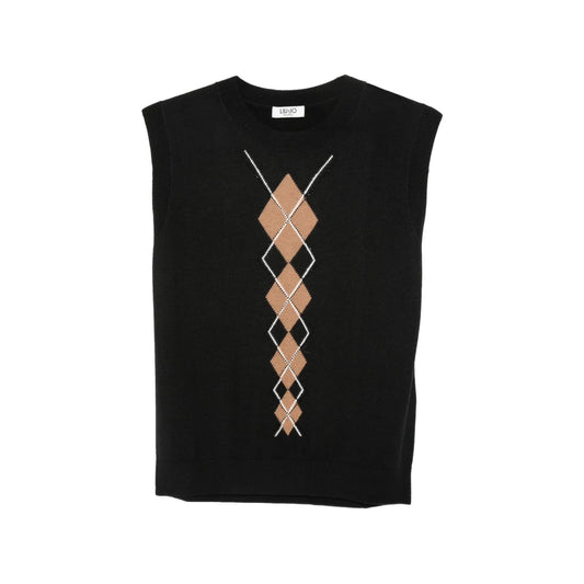 Gilet Donna Nero con motivo Argyle