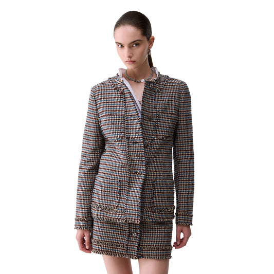 Giacca Donna in tweed pied de poule modella frontale