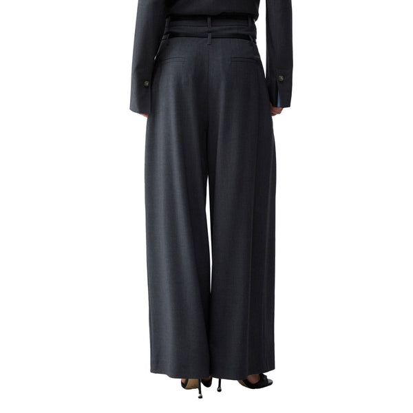 Pantalone flare Donna in flanella grigio modella retro