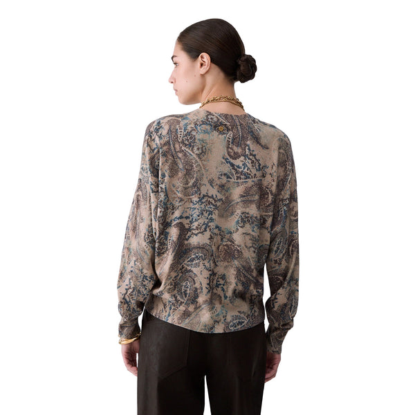 Maglia stampata Donna con scollo V modella retro