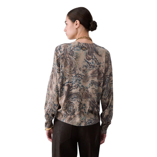 Maglia stampata Donna con scollo V modella retro