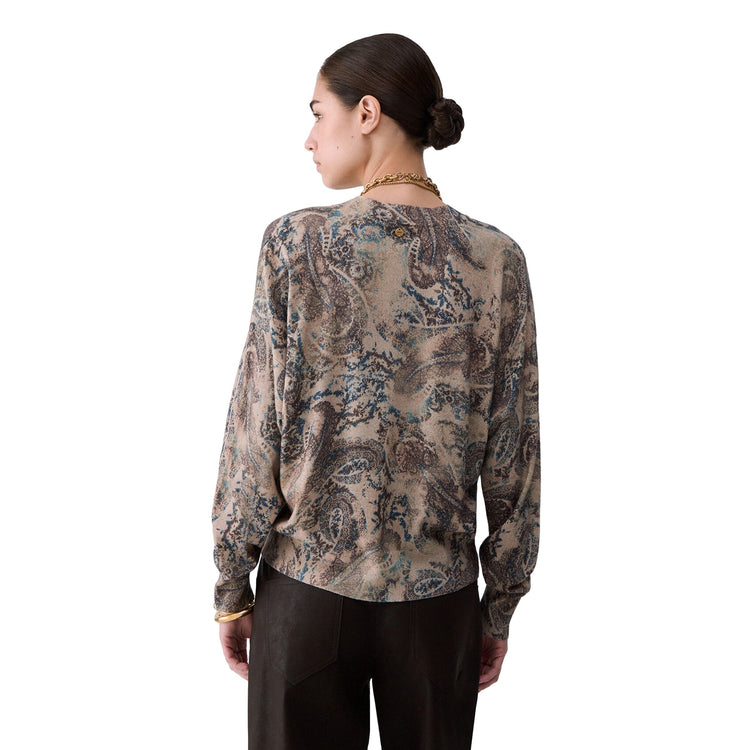 Maglia stampata Donna con scollo V modella retro